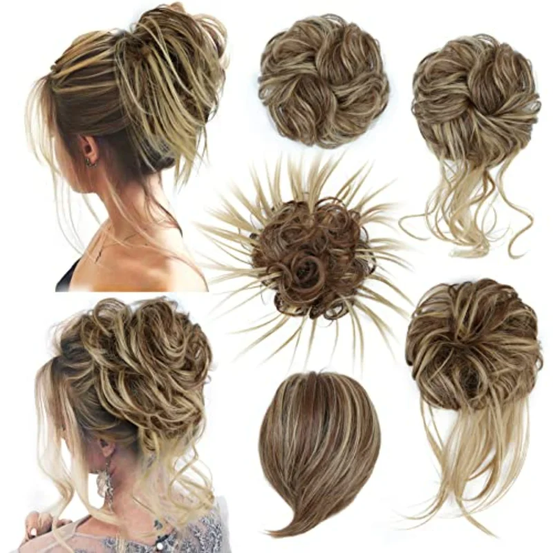 5 messy bun hair patches for women's bun hair patches messy curly for extensions ponytail elastic
