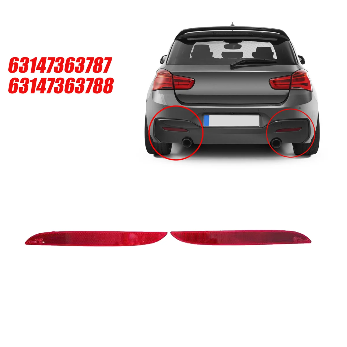 우측 리어 범퍼 리플렉터 라이트 트림 63147363788, BMW 1 시리즈 F20 F21 3 도어 5 도어 2015 2019 경고 램프 플레이트