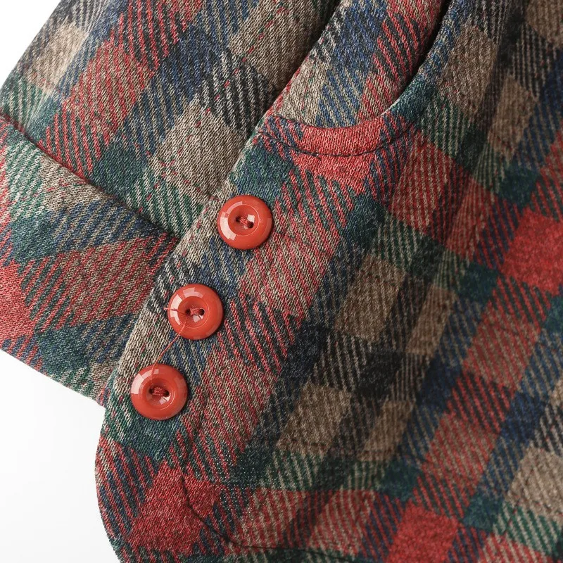 Long-sleeved Plaid Shirt Women Plus Size Autumn Winter Casual Clothing Blouses Outwear G51 8918