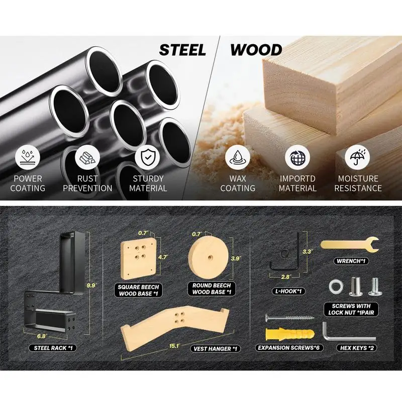 Motorcycle Equipment Storage Wooden Shelf Wall Mount All In 1 Wall Mounted Helmets Rack With Hanger Helmets For Baseball