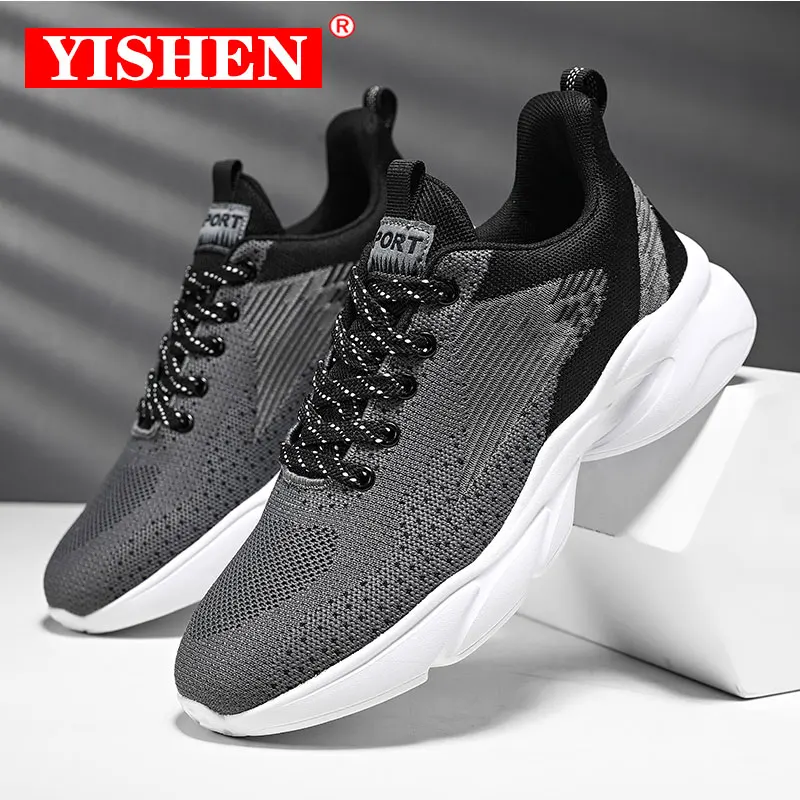 

YISHEN Sneakers Men Running Shoes Height Increasing Casual Shoes Breathable Tenis Shoes Knit Non-Slip Sneakers Zapatillas Hombre