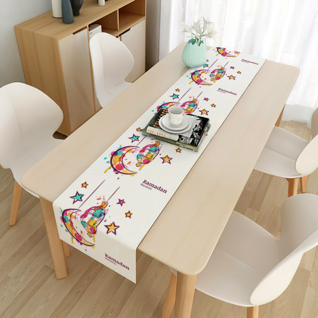 Eid al-Fitr Muslim Eid Decoration Tablecloth Moon Festival Home Long Tablecloth Placemat Mubarak Decorative Tablecloth