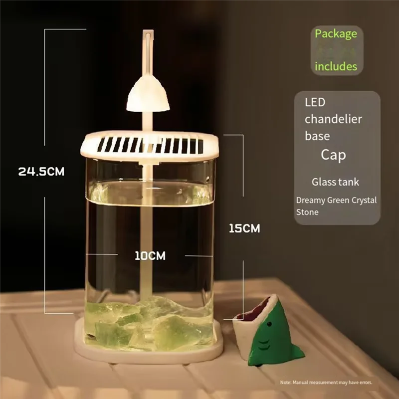 L22A-미니 데스크탑 유리 수족관 물고기 탱크 컬러 크리스탈 LED 빛 데스크탑 장식품 하이 엔드 장식 램프