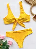 INGAGA Sexy Bikinis Push Up Swimwear Women’s Swimsuit High Waist Biquini Solid Bow Bathing Suit Women 2022 Brazilian Bikini Set