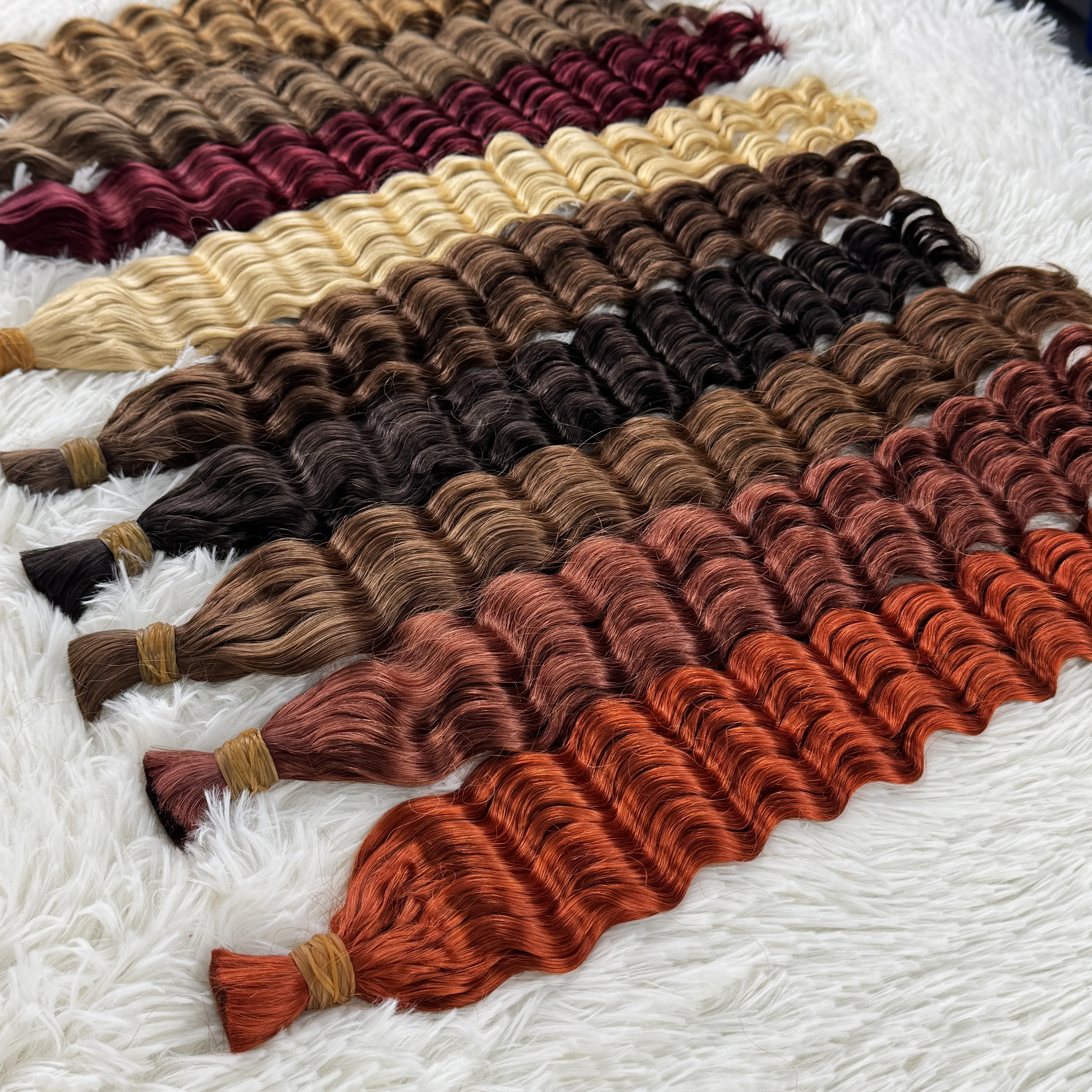 Human Hair Extensions Red Deep Wave Hair Bulk for Boho Braids Human Hair Extensions No Weft Blonde Red Curly 613 Vietnamese 30inch