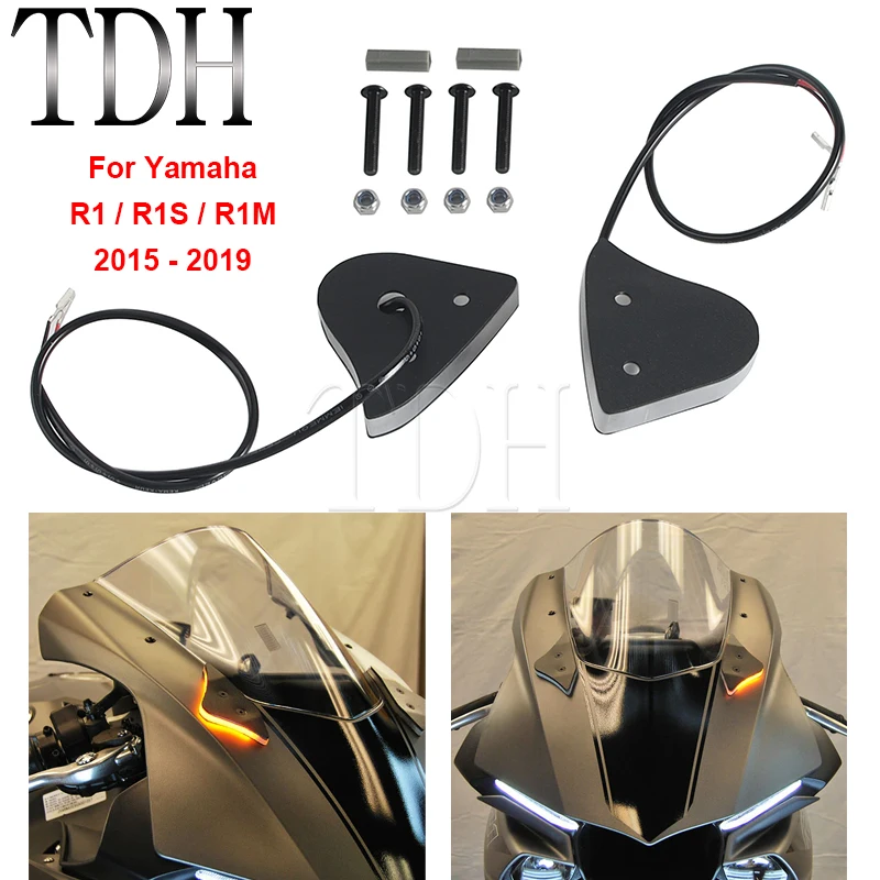 Motorcycle Mirror Block Off LED Windshield Turn Signals Light Lamp ...