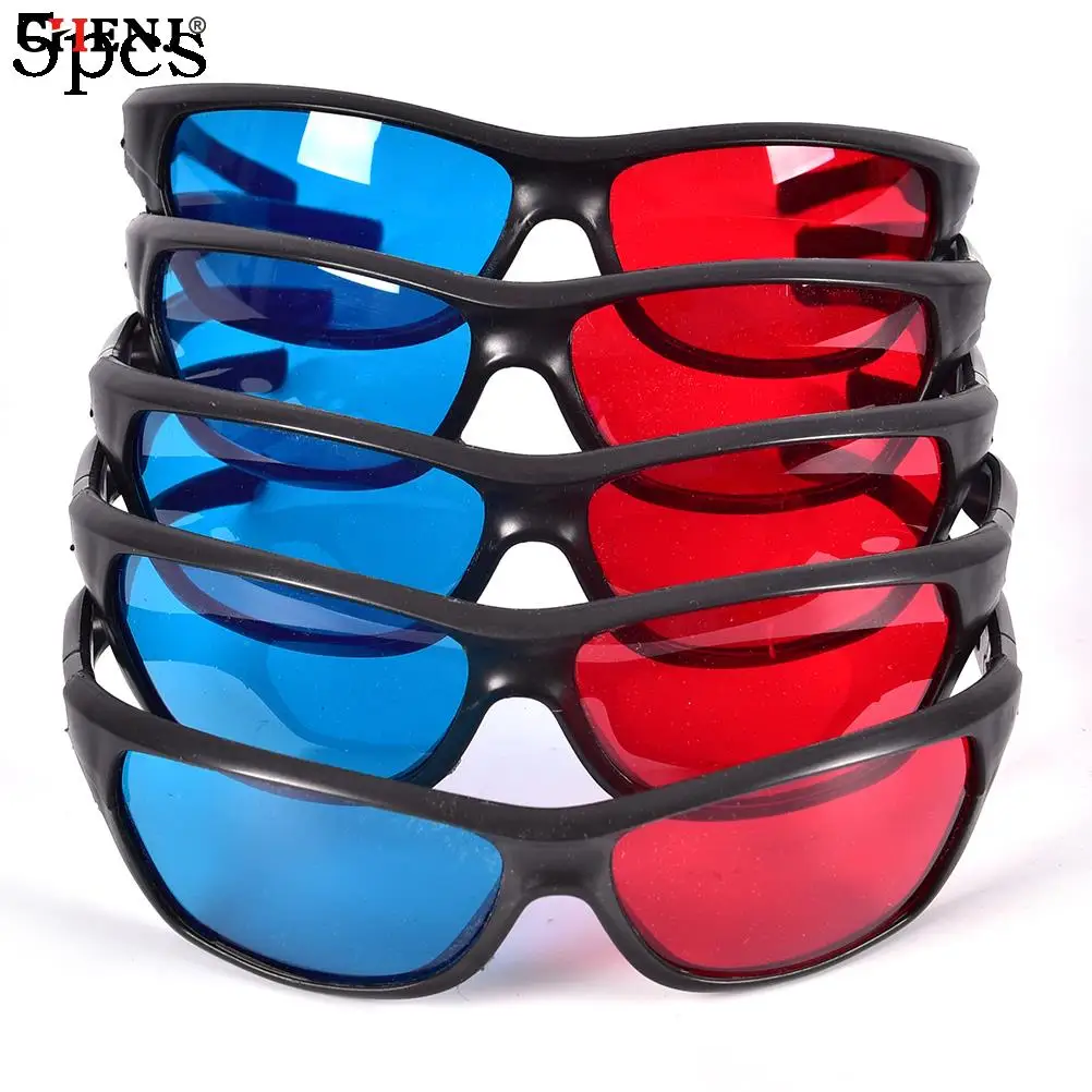 5pcs/set Frame Red Blue 3D Glasses For Dimensional Anaglyph Movie Game DVD