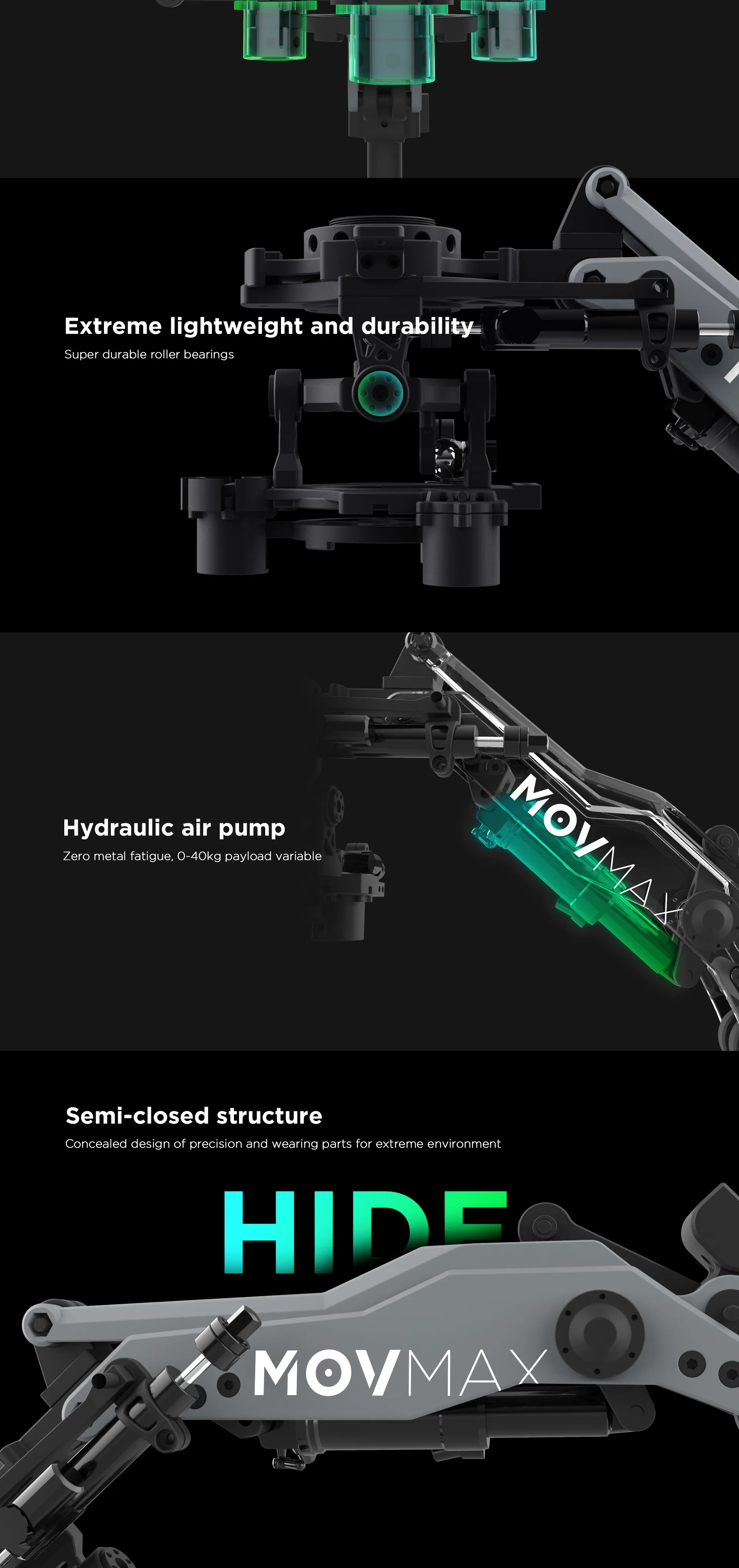N2 Air Arm Anti-Shock Absorbing Car Shooting Hang Arm Payload 40kg for Movie Vid