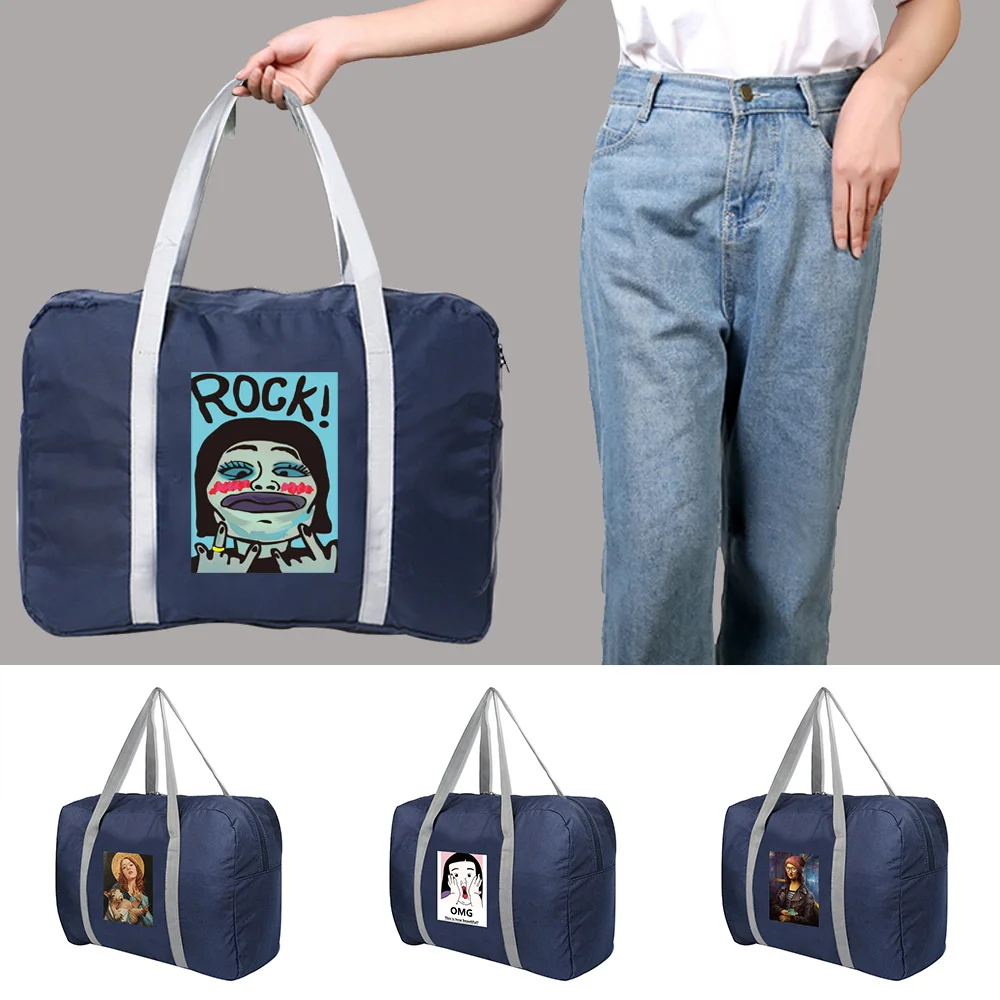

2022 Large Capacity Folding Travel Bags Handbag Luggage for Men and Women New Duffle Bag Funny Printed Travel Storage Bags