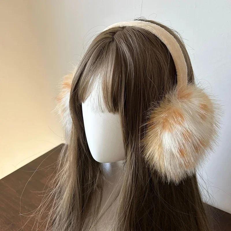 Folded Earmuffs Winter Ear Protection Cycling Earbags Accessories Women Y2k Leopard Faux Fur