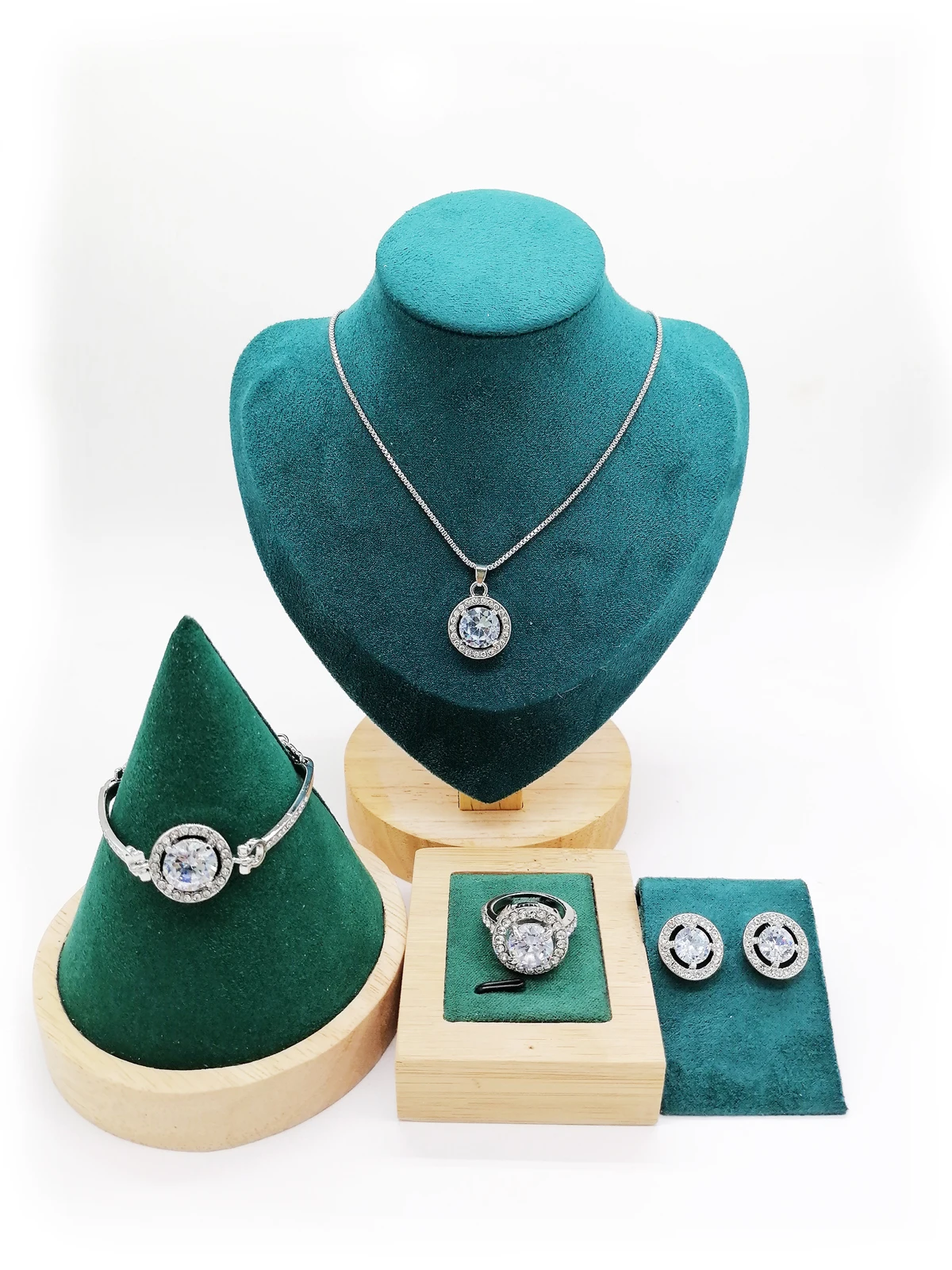 Jewelry Sets Exquisite Crystal Women Wedding Necklace Earring bracelets Ring Zircon Jewelry Set Bride