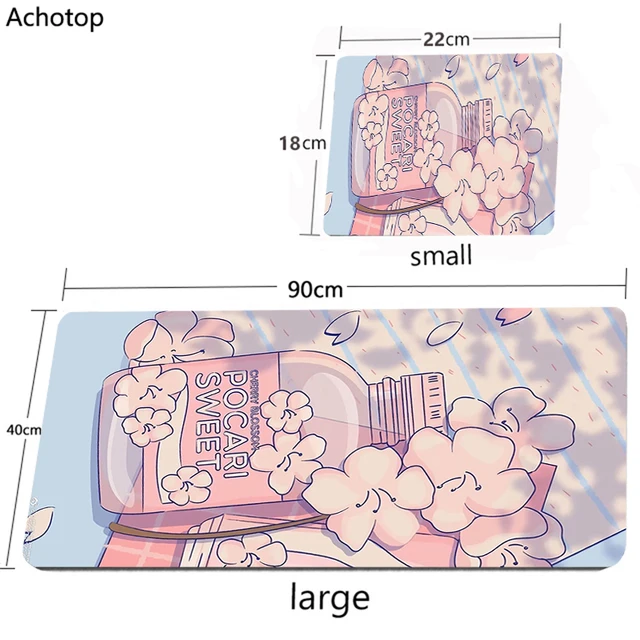 Pink Anime Mouse Pad Gamer Cute Kawaii XXL Gaming Mousepad Rubber Otaku Locking Edge 900X400MM Laptop Notebook Keyboard Desk Mat Cute (2)