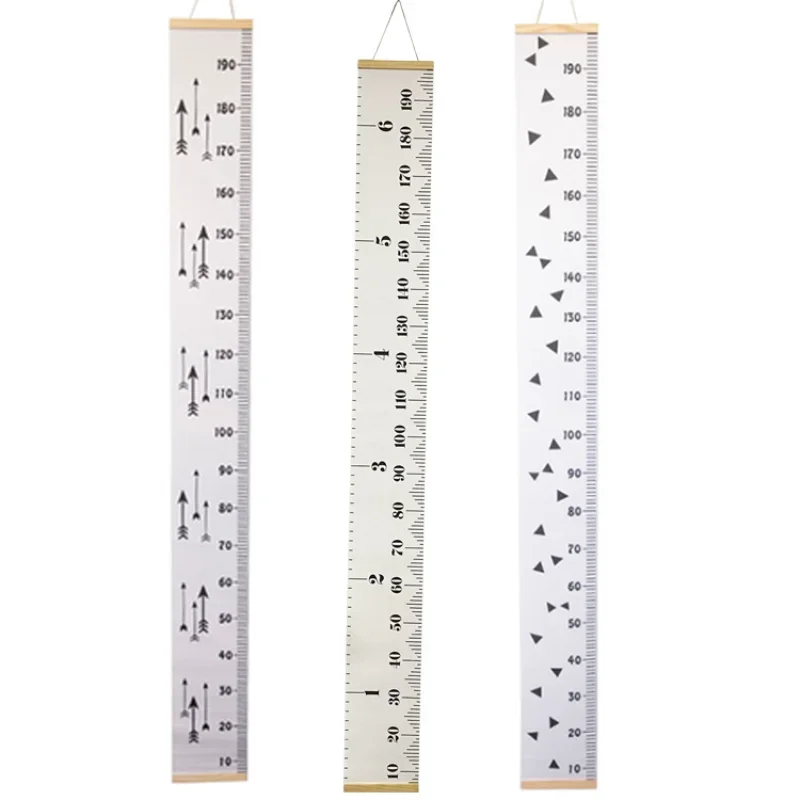 Nordic Children Height Ruler Canvas Hanging Growth Chart Kids Room Wall Decor Wall Sticker Ruler Cartoon Printed Decoration