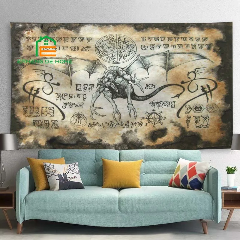 

Dark Necronomicon Cthulhu Mythological Monster Tapestry Wall Hanging Dark Style Wall Tapestries Wall Art Decor