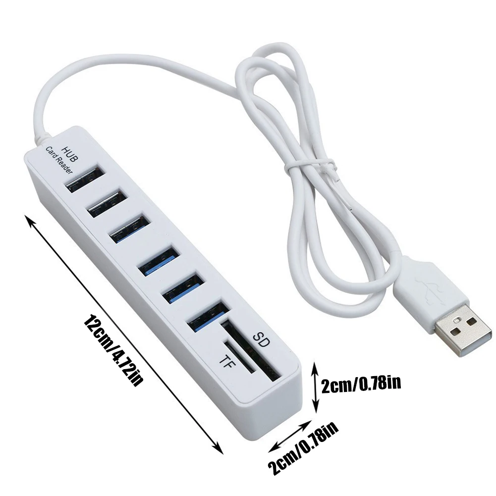 USB 6 Port Extension Hub High Speed Transmission Memory TF Docking Station Plug and Play USB 2.0 for Laptop Computer PC