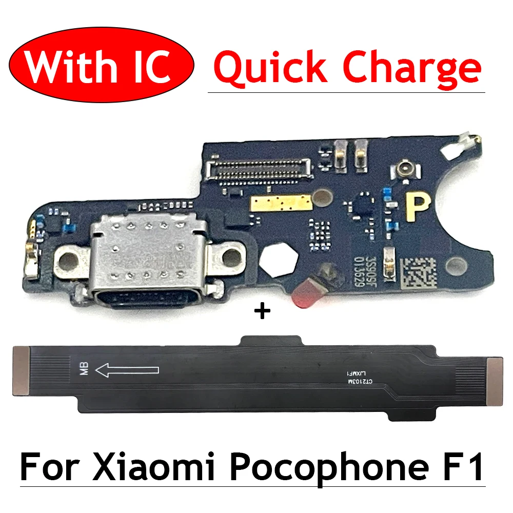 Charger port flex charger port charger charging port flex cable flex cable connector charging port board charger flex parts charger flex cable charger port board charger port flex cable charging port flex cable replacement For Xiaomi Pocophone Poco F1 USB Charging Port Mic Microphone Dock Connector Board Main Flex Cable Repair Parts