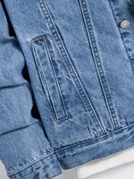 Veste en jean bleu pour homme pour le printemps et l'automne. Conception multi-poches. Taille régulière avec un style décontracté de rue élégant. 5