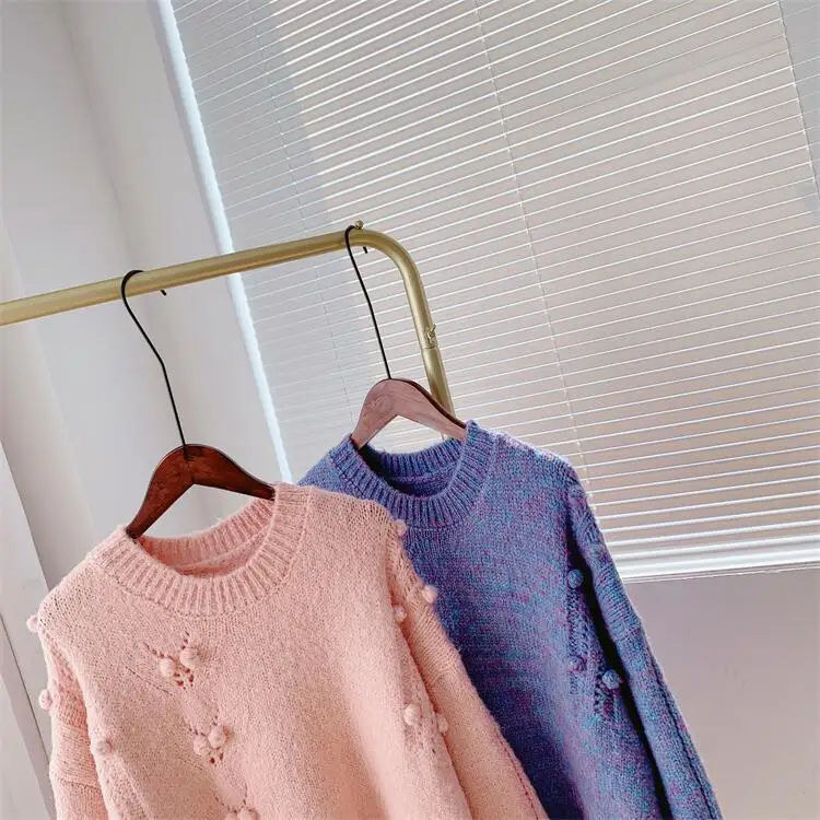 2021 Women Autumn Pink Pullovers O-Neck Loose Style Pure Color Women Sweaters Tops For Women Oversized Knitted Pullovers Female green sweater