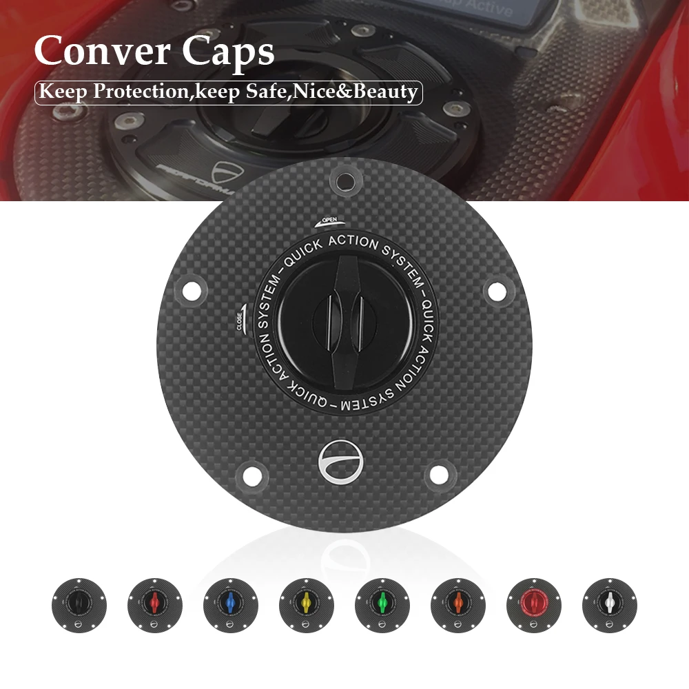 Motorcycle Quick Release Tank Carbon Fiber Fuel Gas Caps Keyless Cover