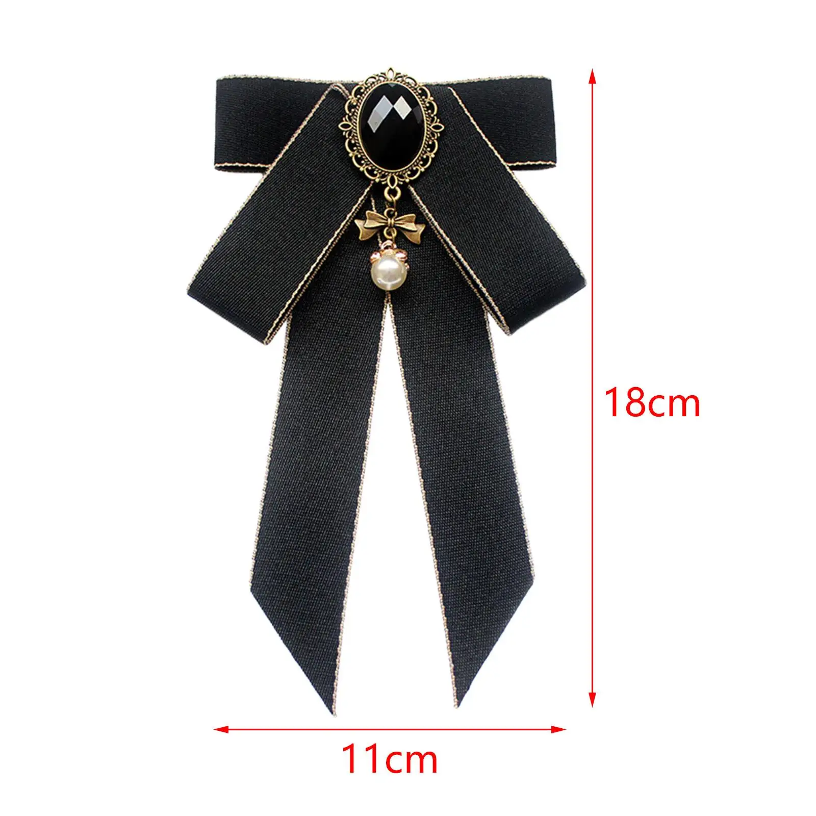 Ribbon Bow Brooch Pre Tied Bowknot Collar Pin Ladies Elegant Neck Tie Necktie for Shirt Suit Uniform Blouse Costume Accessories