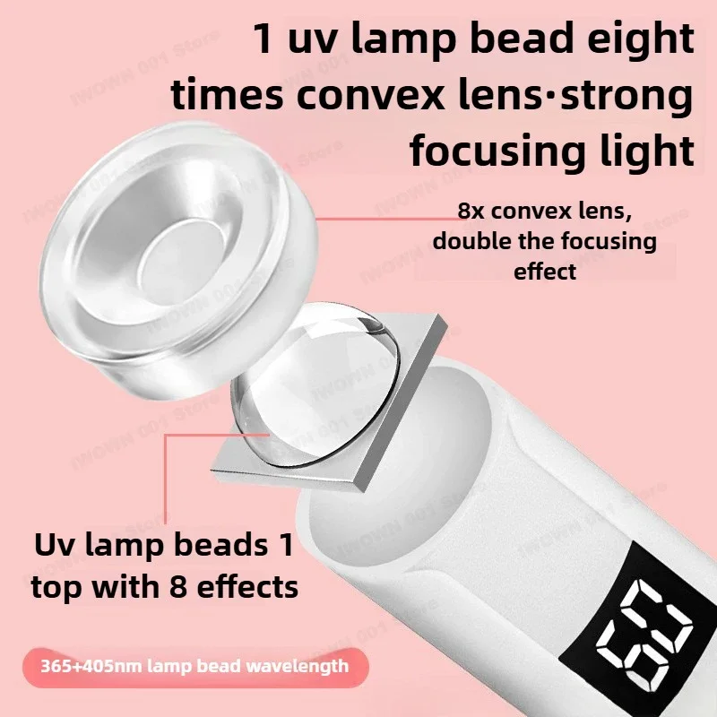 Timing Display Portable Handheld Mini Nail Lamp Family Quick Dry Flashlight Pen Chargeable Nail Dryer Machine Uv Led Nail Lamp