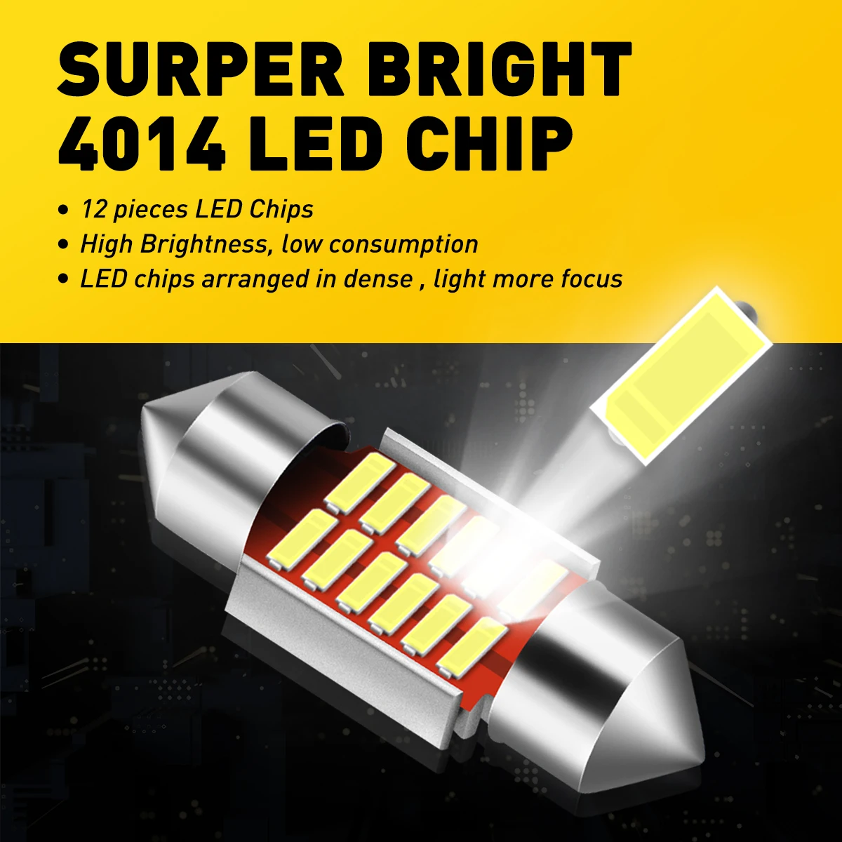 AUXITO 4Pcs Canbus C5W LED 31mm ���� 36mm ���� �ڵ��� ���׸��� ���� ������ �۷��� �ڽ� Ʈ��ũ ��ȣ�� ����Ʈ ȭ��Ʈ 6000K