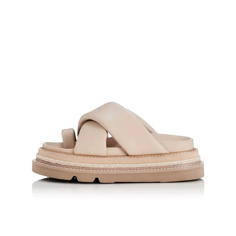 Summer new women's shoes Ken bean with slippers wear fashion drag thick soles large size sandals