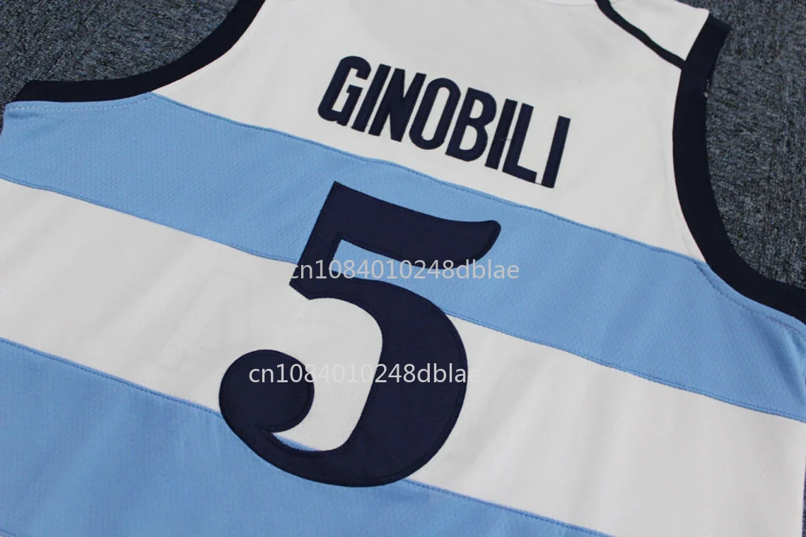 Manu Ginobili #5 Team Argentina Basketball Jerseys Embroidery Youth Kids Adult Any Size And Name