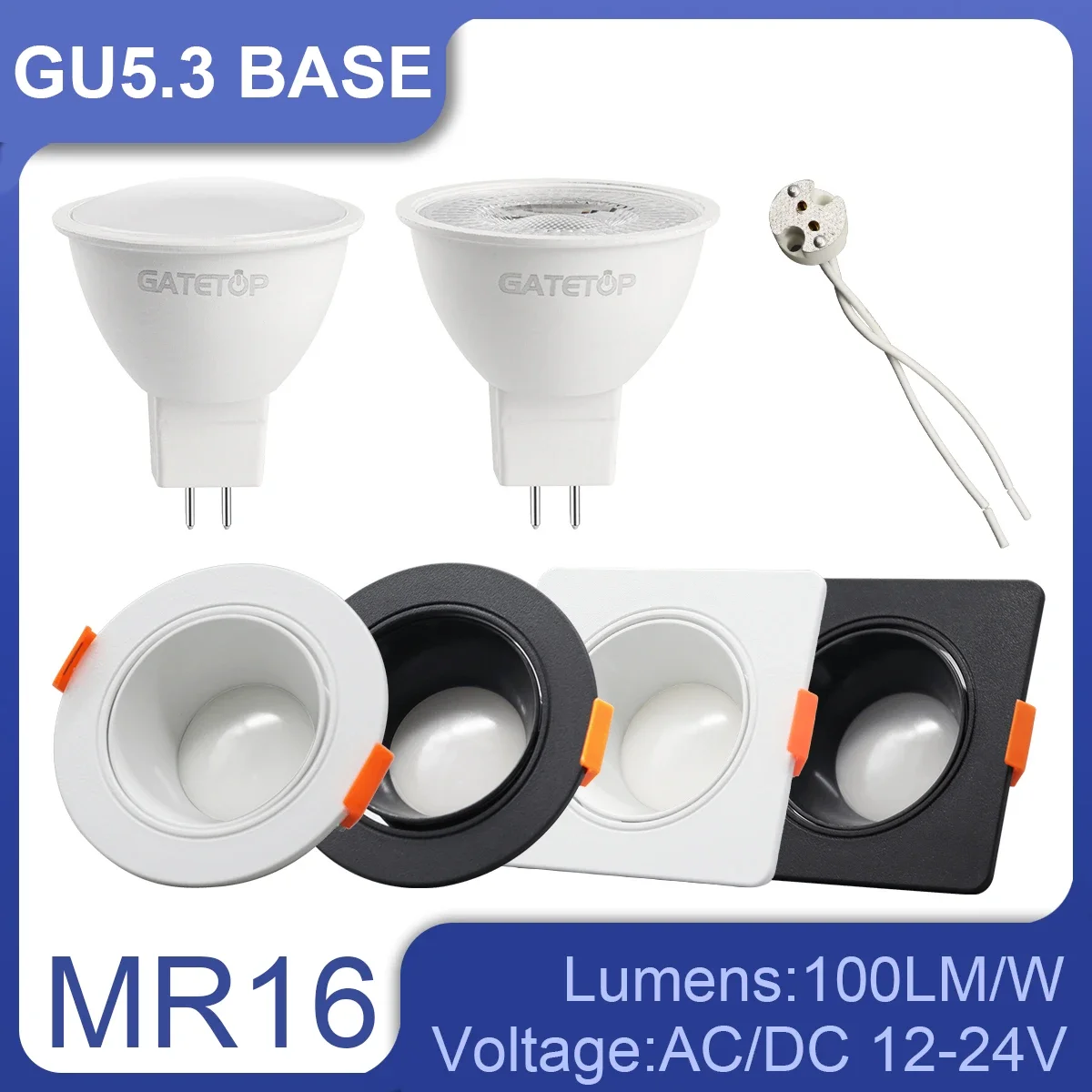 4-20pcs Spot light MR16 12V 24V  No Flicker 5W LED Ceiling Spotlights Warm light Angle Adjustable Rotating Indoor Lighting
