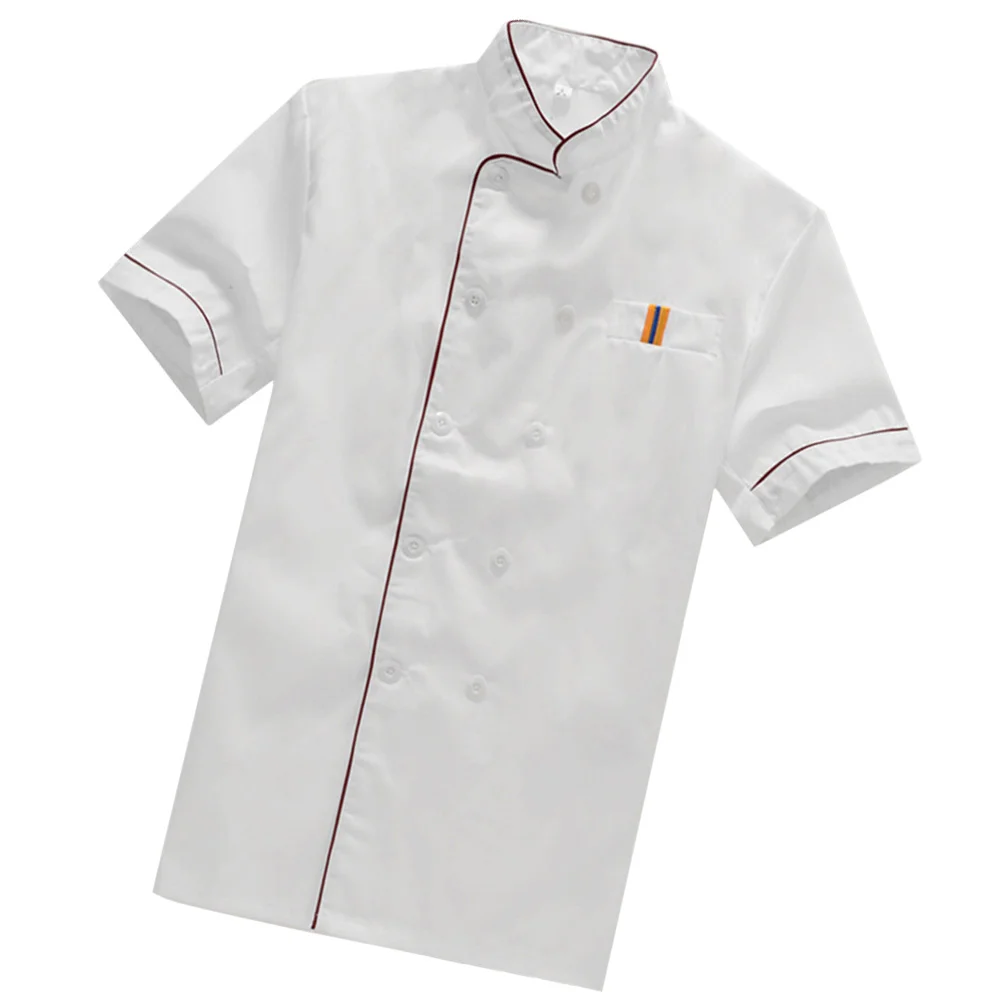 

Chef Coat Uniform Catering Jacket Clothing Casual Mens Jackets White Men Short Sleeve Executive Service Loose Costume Food