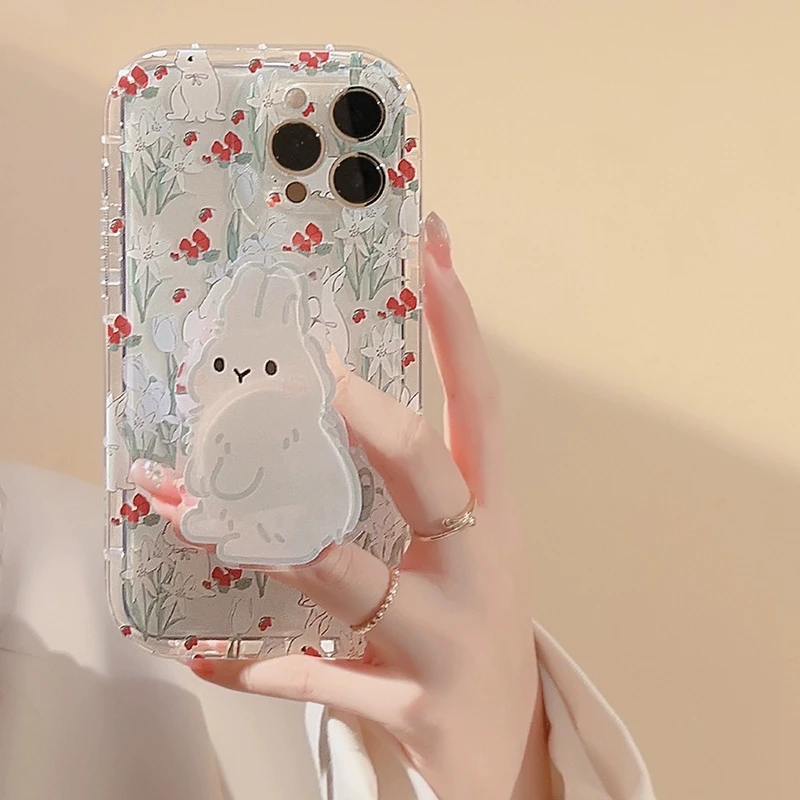 Cute Rabbit Grip Holder Phone Case with Enhanced Protection and Style