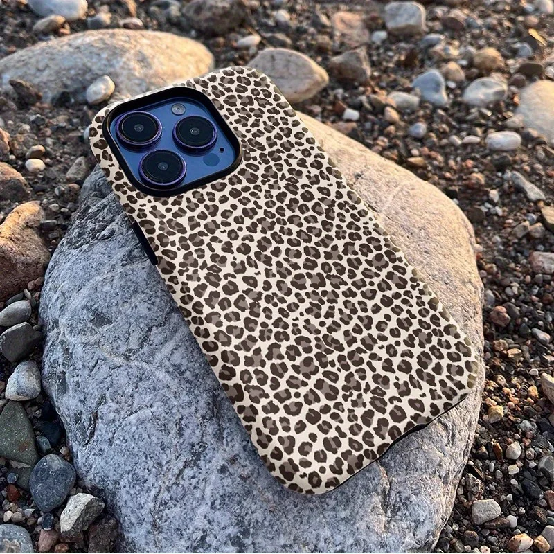 Luxury Fashionable Leopard Print Double-Layer Back Cover Phone Case
