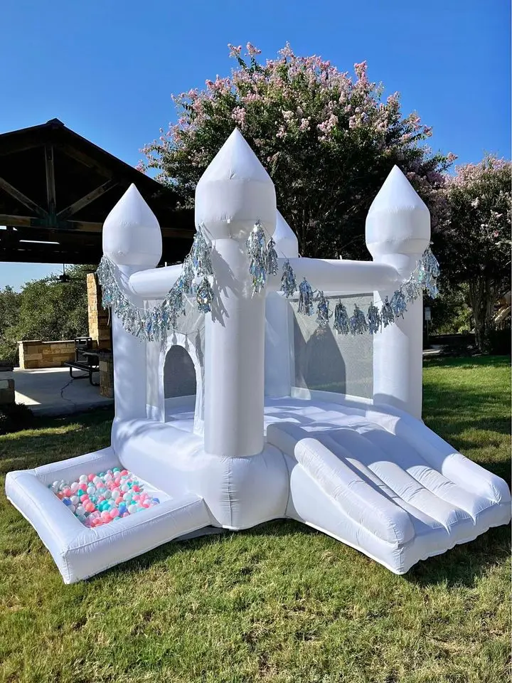 Customization Oxford 9x9x7ft White Bounce House With Ball Pit For Toddlers Inflatable Bouncy Castle Free Shipping To Door 5