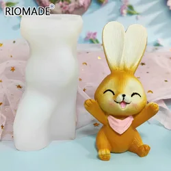 3D Cute Rabbit Silicone Mold Bunny Cake Decorating Tools Easter Animal Candle Epoxy Resin Mould DIY Crafts Plaster Cement