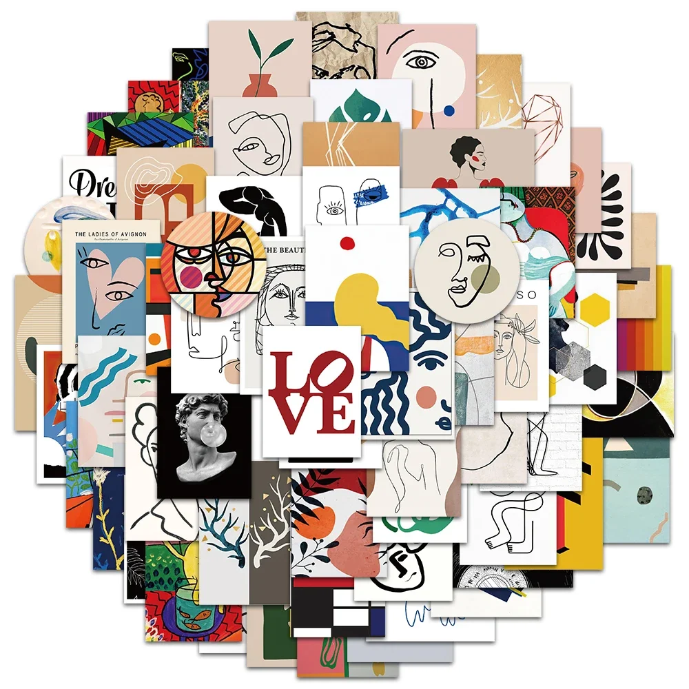 

65 шт. абстрактная живопись, работы, классическое искусство, эстетические наклейки, граффити, детская игрушка, скейтборд, телефон, ноутбук, наклейка