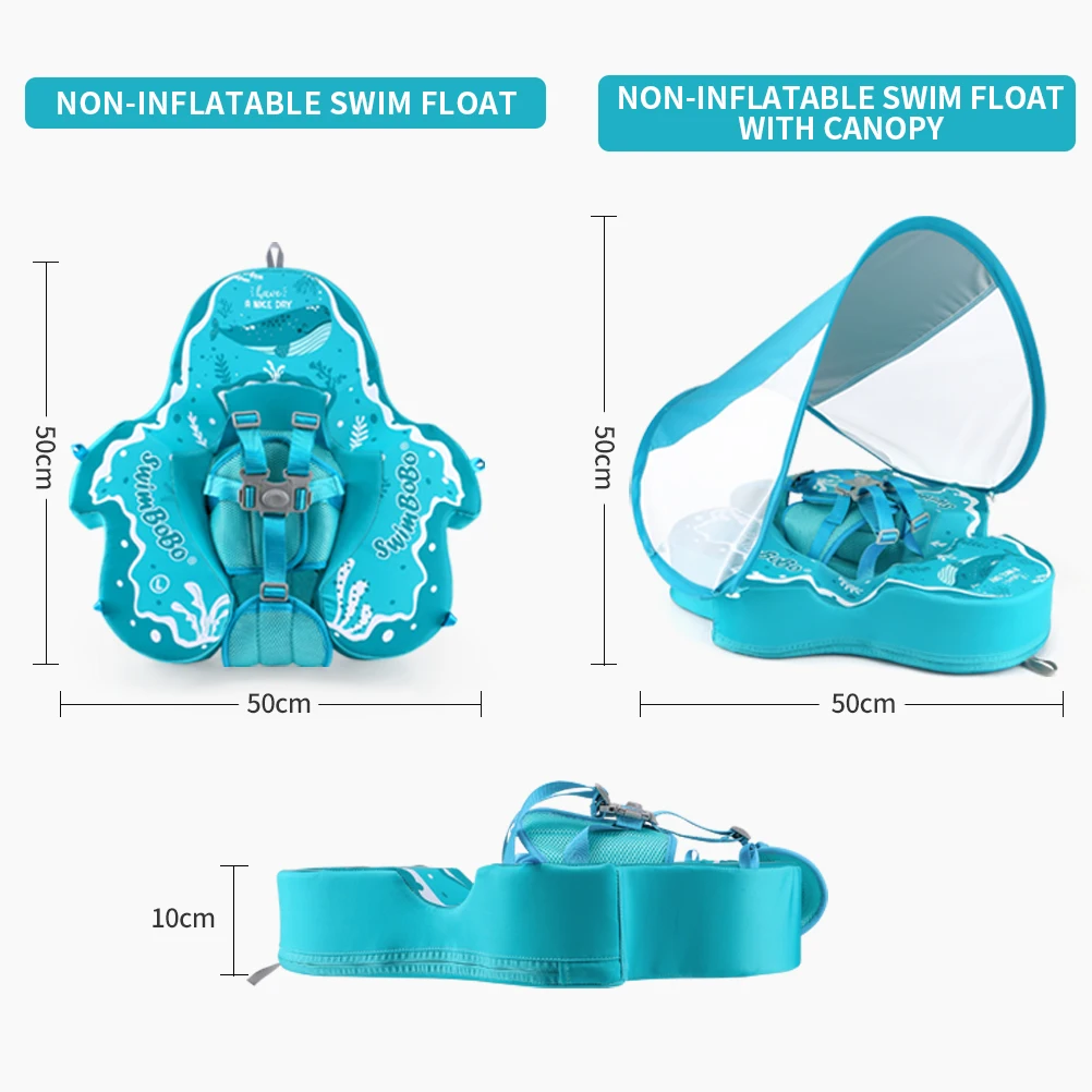 Kids Non-inflatable Swim Ring With Canopy Toddler Swimming Trainer Accessories Safety Pool Float Circle Bathing Buoyancy 4