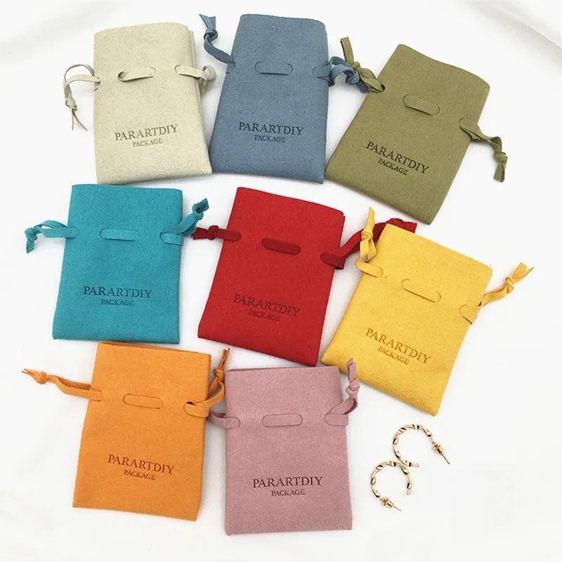 50 pieces of sand color personalized jewelry packaging bag drawstring can be customized logo fashion microfiber multi-color luck
