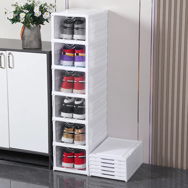 

No Installation Thick Shoebox Transparent Multi-Layer Storage Box Simple Shoe Rack Foldable Shoe Cabinet with Cover