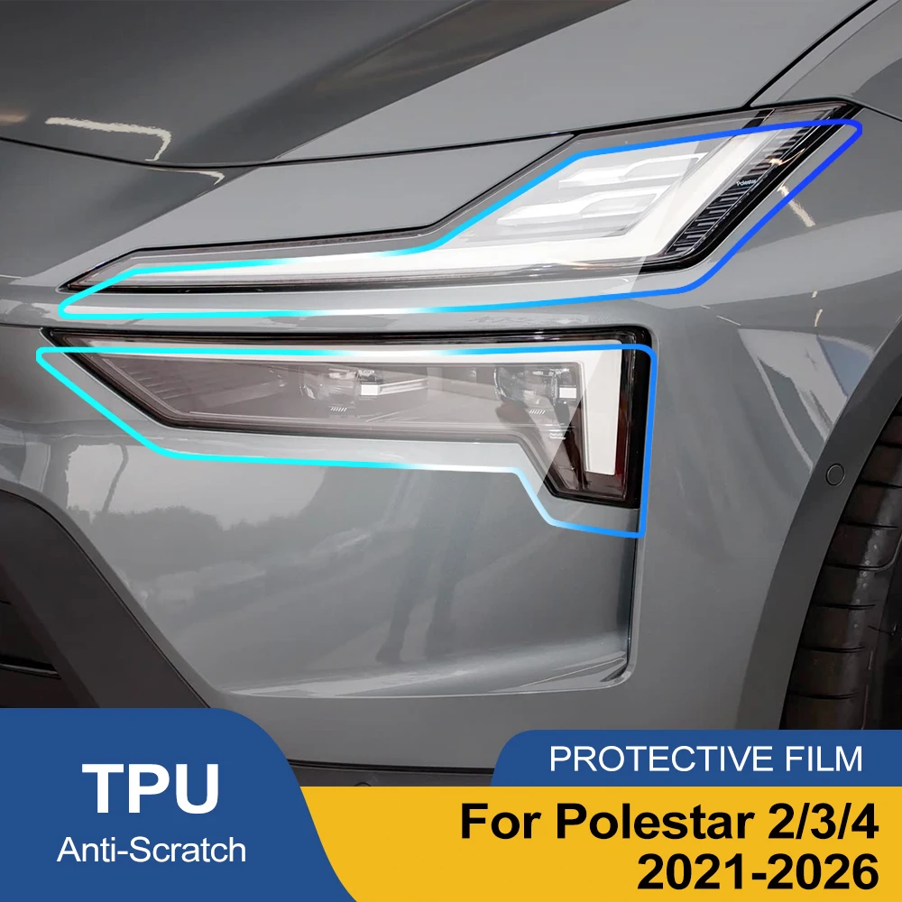 High-Gloss Smoke Black Protective Vinyl Headlight Wrap Kit - Premium Anti-Scratch TPU PPF