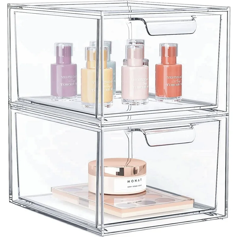 Transparent Acrylic Cosmetics Storage Box Sundry Makeup Holder Jewelry Organizer Drawer Home Plastic Desktop Storage Boxes