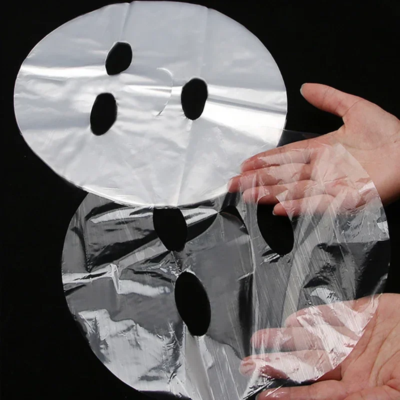 Pellicola in plastica usa e getta per il viso, detergente per il viso integrale, maschera per il collo, adesivi in carta trasparente, maschere in PE, avvolgono la bellezza del viso, strumento sano