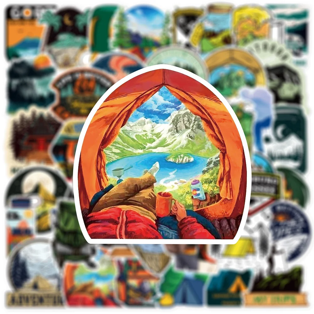 Outdoor Adventure Graffiti Stickers Set - Humorous Travel Decals