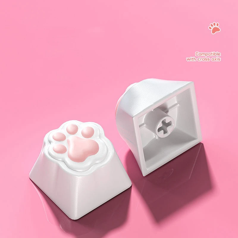 Zifriend Gato Bonito Pata Keycaps para Teclado Mecânico Cherry mx Switch Faça Você Mesmo Custom Key Cap Keycup Abs Macio Cor Rosa Artesão 60 Perfil Oem Chaveiro de Gato Fofo Confortável e Descompressivo - Imagem 5