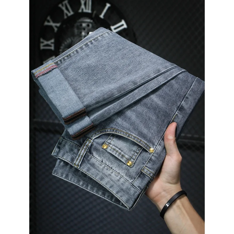 Summer thin jeans men's fashion fashion brand casual all-matching men's clothing light luxury high-end slim fit skinny pants