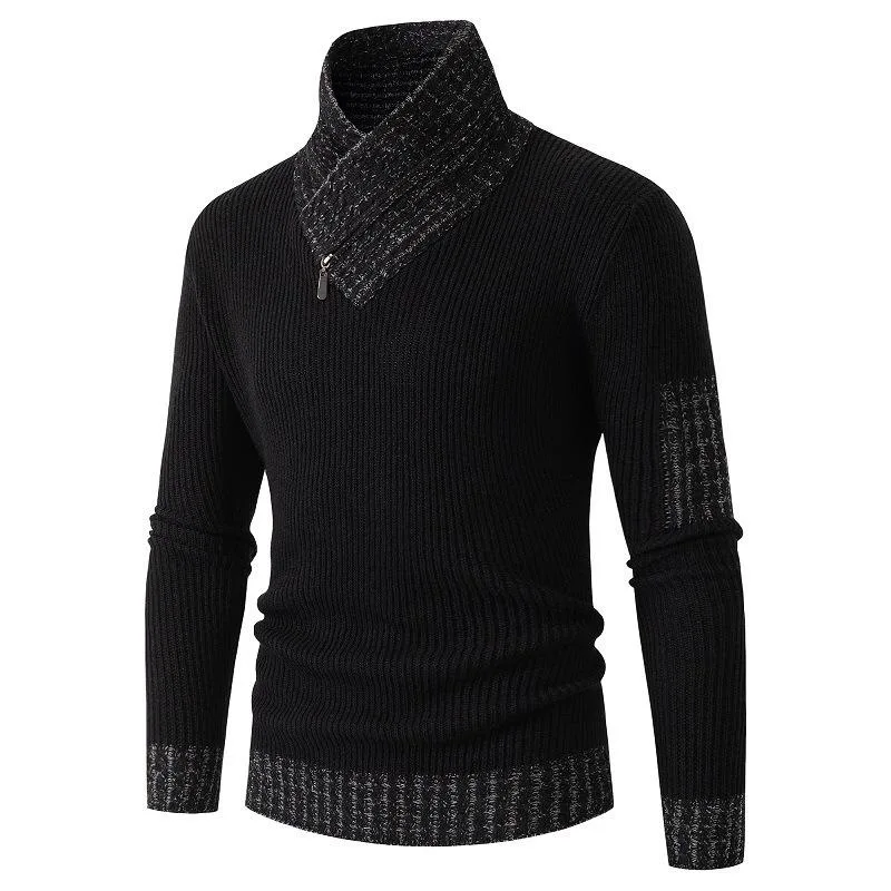 New Winter Men\'s High-neck Sweater Knitted Top Retro Slim Fit Pullover Clothing Korean Fashion Men\'s Street Clothing