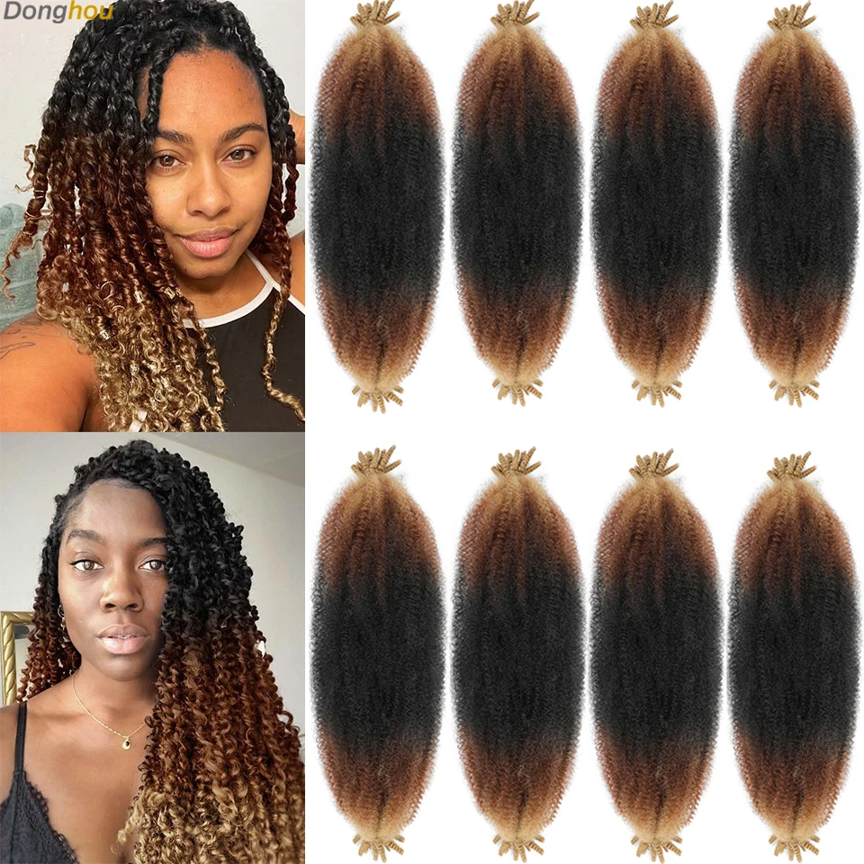 New Springy Afro Twist Hair 24 16 12 Inches Ombre Brown Afro Kinky Twist Hair Extension For Boho Braids Soft Locs Crochet Braids 3