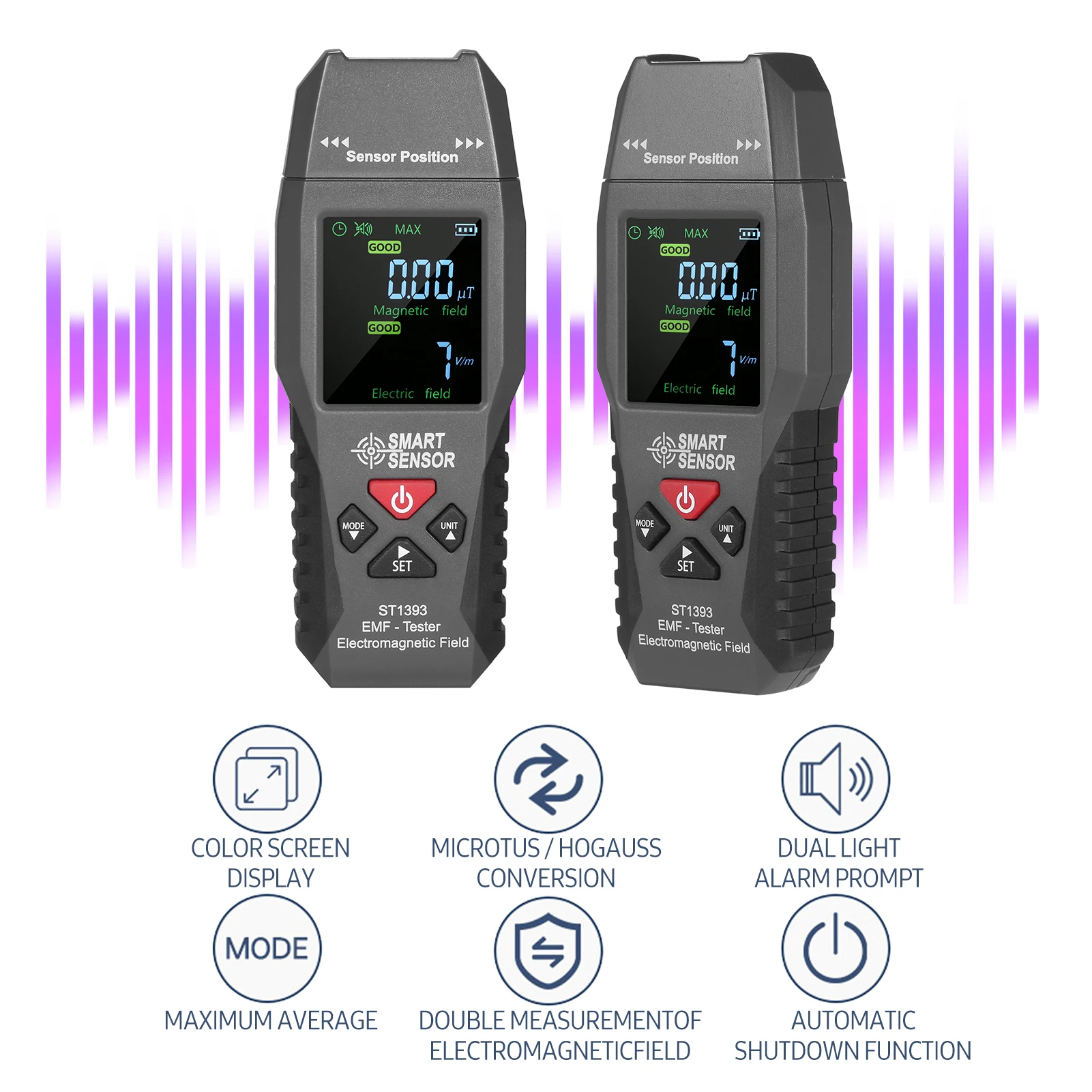 Digital Electromagnetic Field Radiation Detector Magnetic Field Electric Strength Tester Handheld LCD EMF Meter