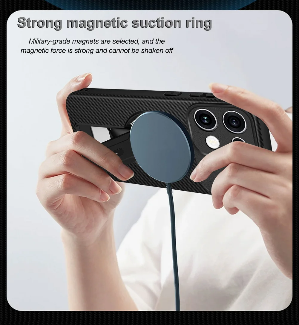 Carbon Fiber Invisible Stand Holder Magnetic Ring Protective Phone Case