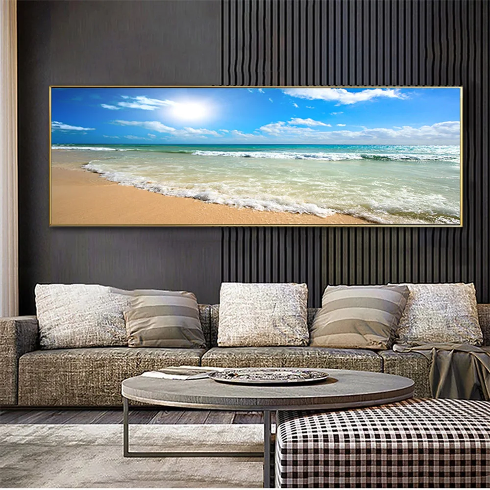 Landscape Beach Panoramic Canvas Painting Poster Print Home Decor Wall