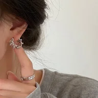 Personality Irregular Wavy Pleated Hoop Earrings for Women New Charm Gold Plated Stainless Steel Dangle Jewelry Accessories Gift - Image 3